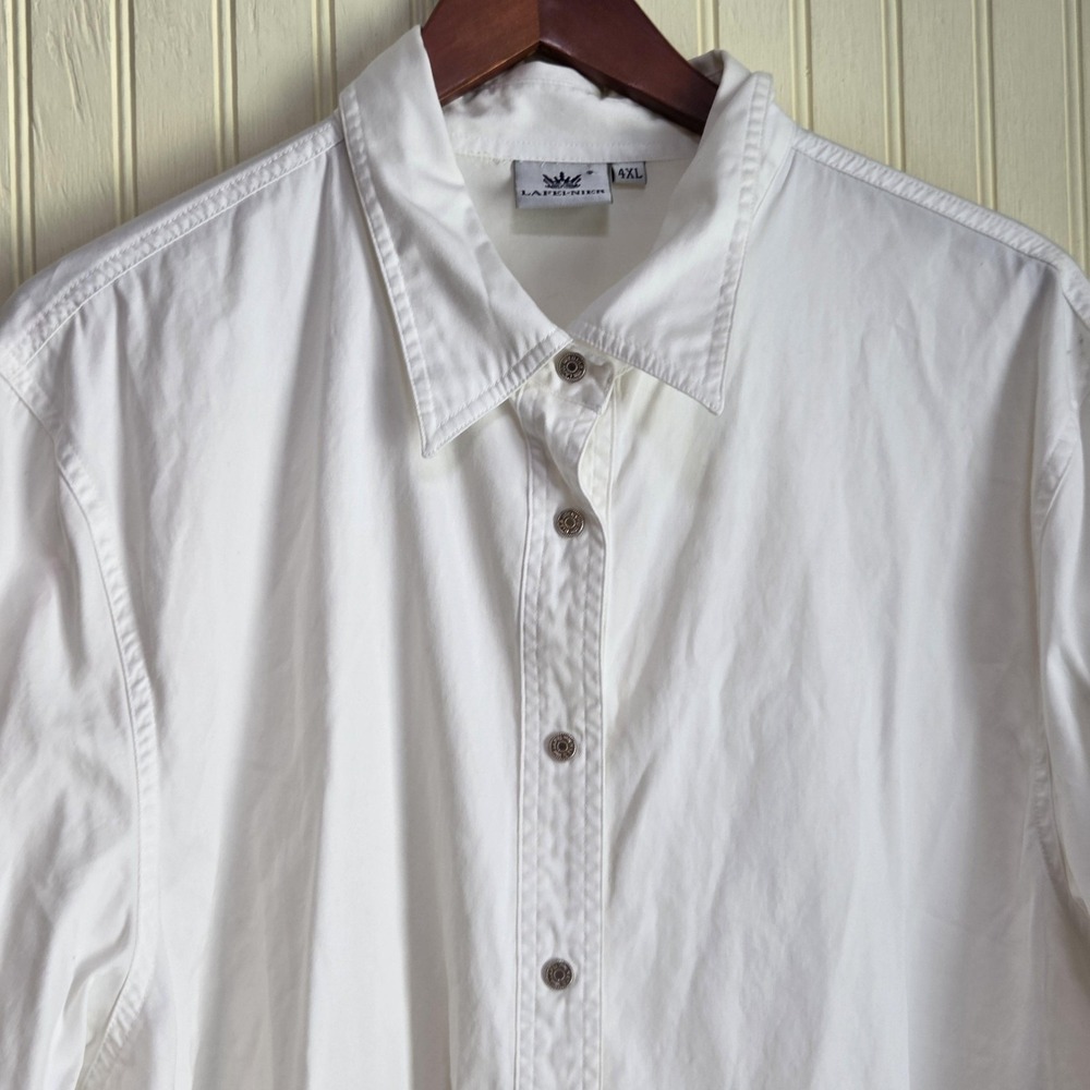 LAFEI-NIER Button Up Shirt Womens Plus 4XL White Collared 3/4 Sleeve Tunic Top